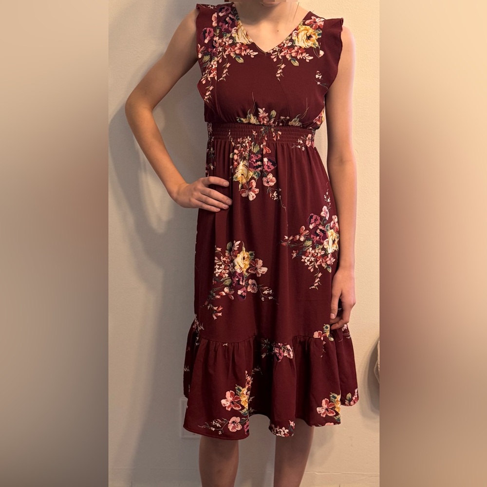 Burgundy flower dress
